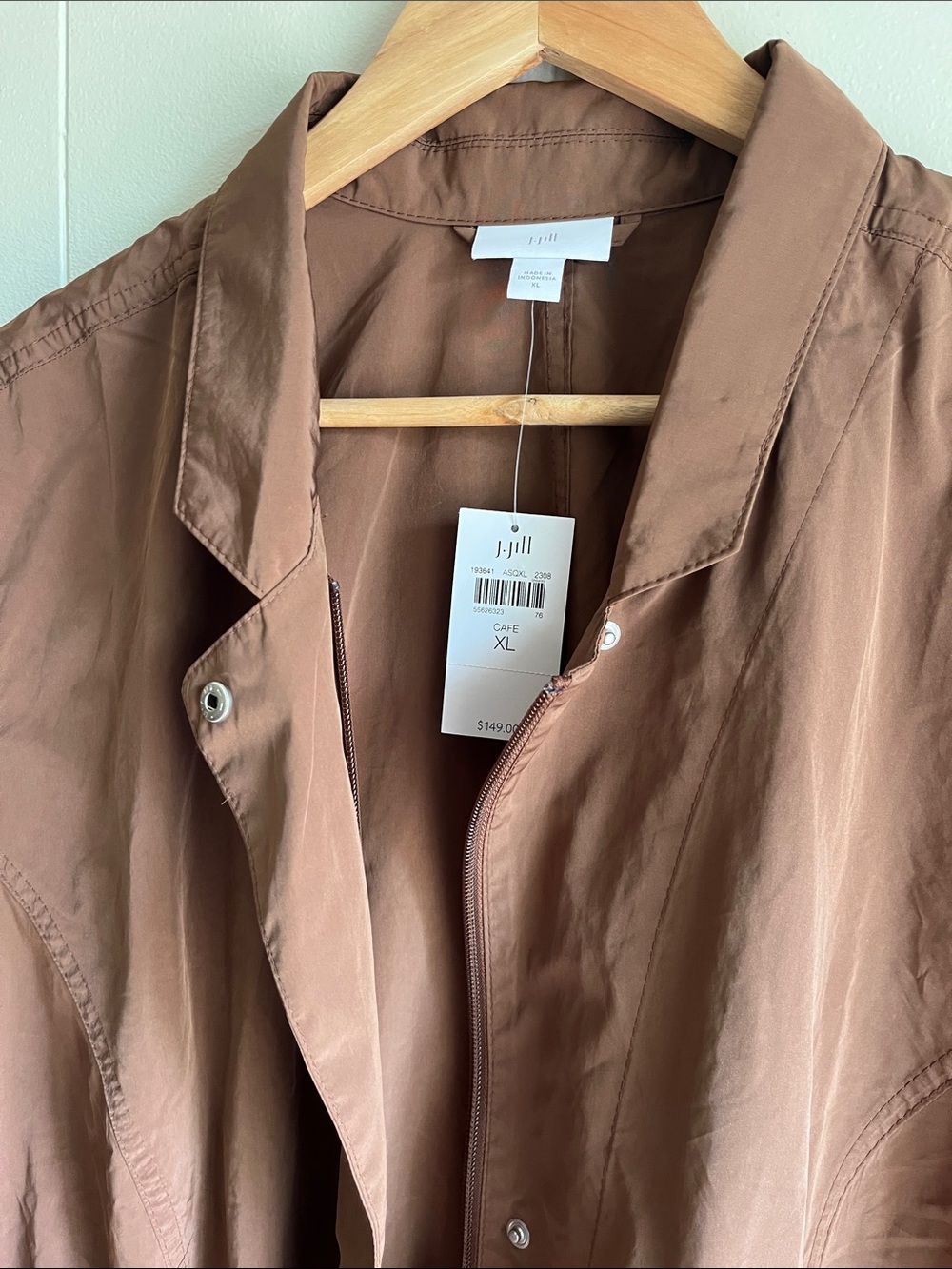 NWT J. Jill Brown Lightweight Utility Rain Jacket Wind Breaker Coastal Size XL - Picture 7 of 14